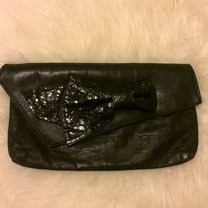 Black leather clutch bag Studio 26 by Martha NY
